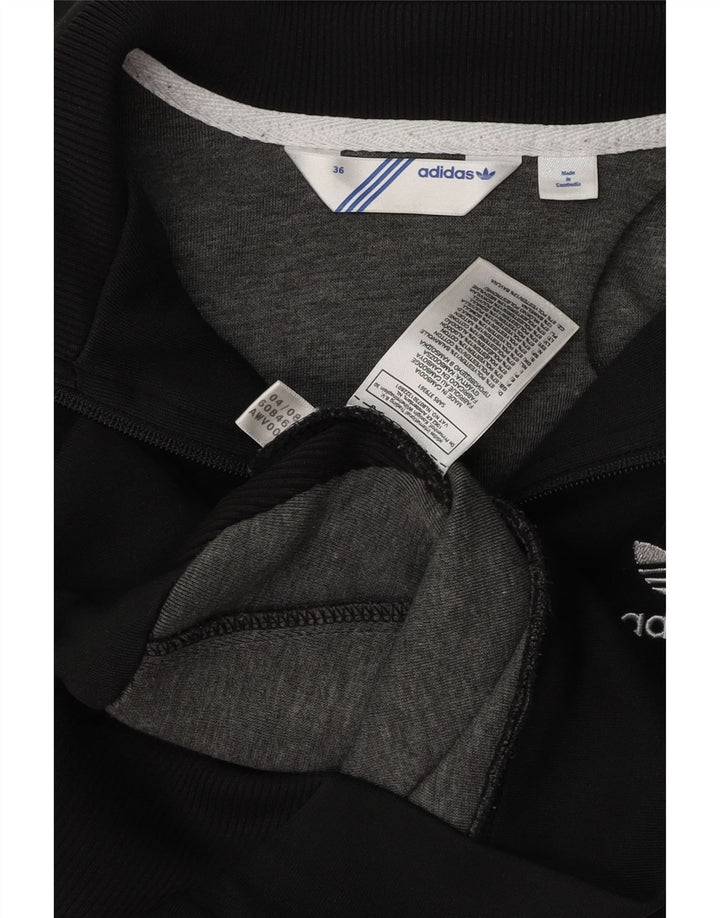 ADIDAS Womens Graphic Zip Hoodie Sweater EU 36 Small Black Polyester