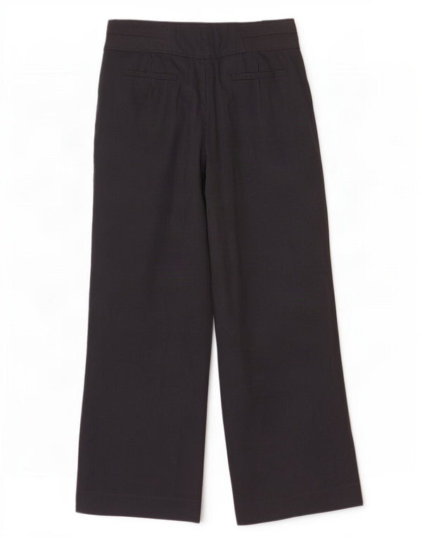 Reiss Womens Wide Leg Suit Trousers UK 10 Small W30 L29 Navy Blue Pinstripe
