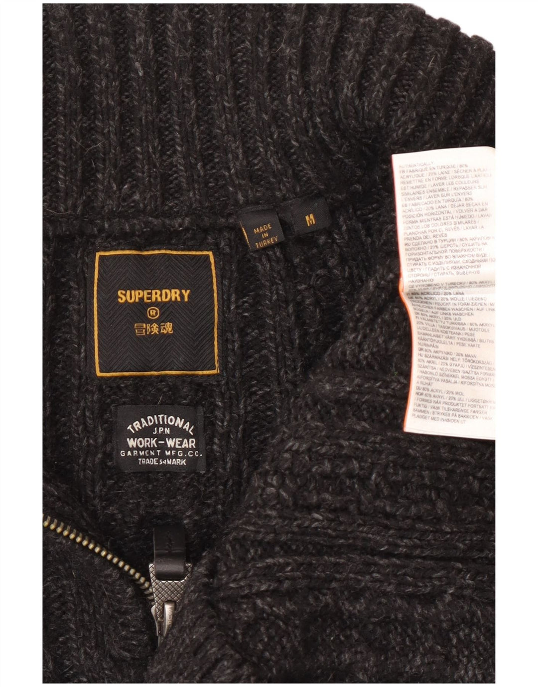 Męski sweter z zamkiem Superdry, średnioszary, akrylowy