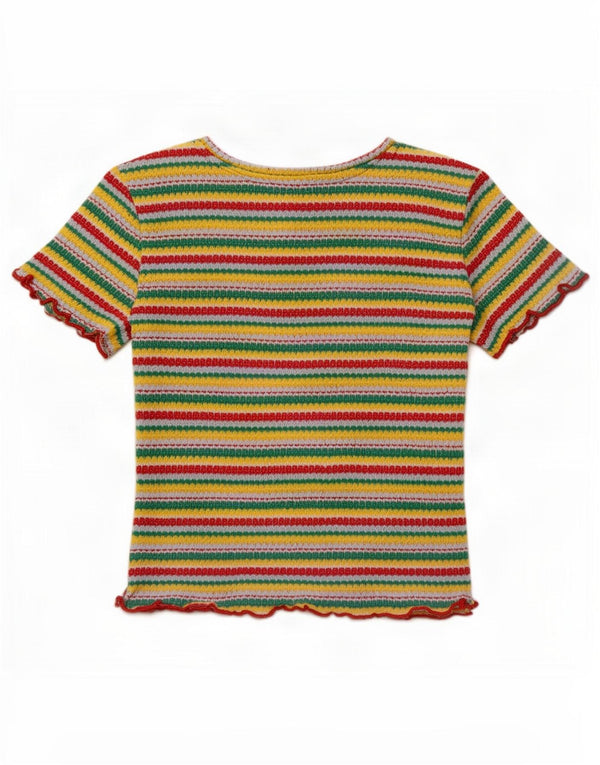 Damska bluzka Zara Trafaluc Crop Top UK 8 w małe wielokolorowe paski