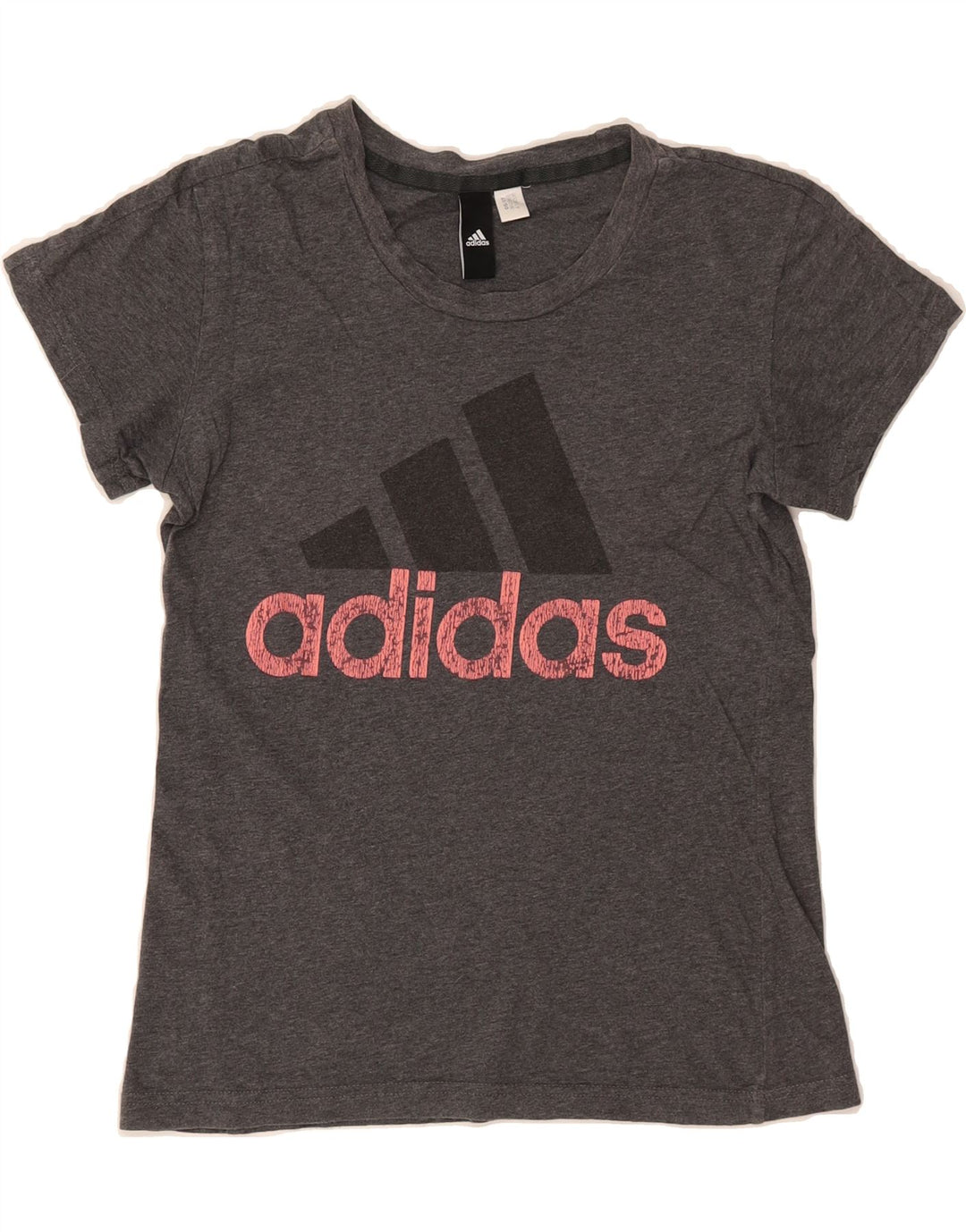 ADIDAS Womens Graphic T-Shirt Top UK 10 Small Grey Vintage Adidas and Second-Hand Adidas from Messina Hembry 