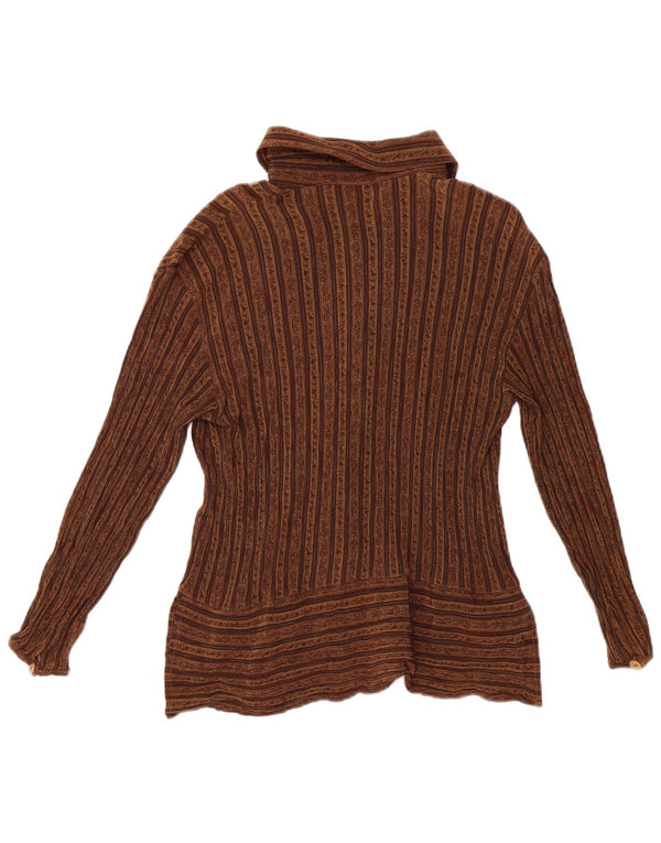 VINTAGE Womens Shirt Blouse UK 10 Small Brown Floral Acetate