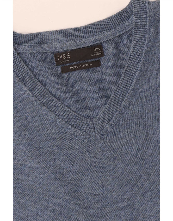 Marks & Spencer Męski podkoszulek bez rękawów, 2XL, niebieski, bawełniany