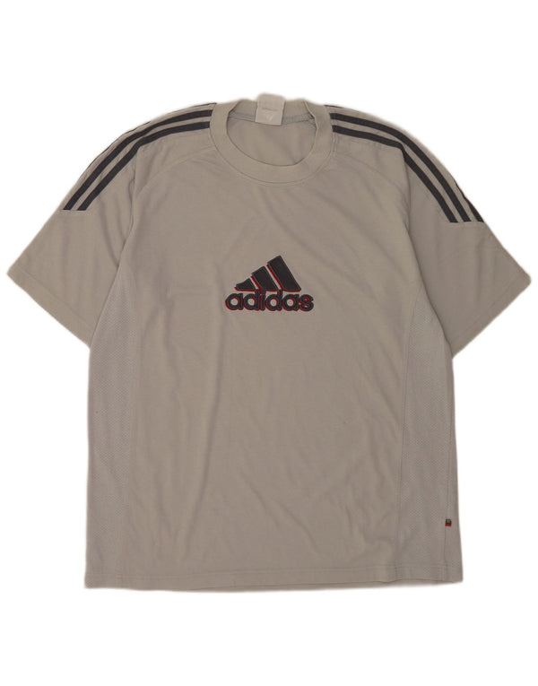 Męska koszulka graficzna Adidas Top UK 42/44, duża, szara bawełna