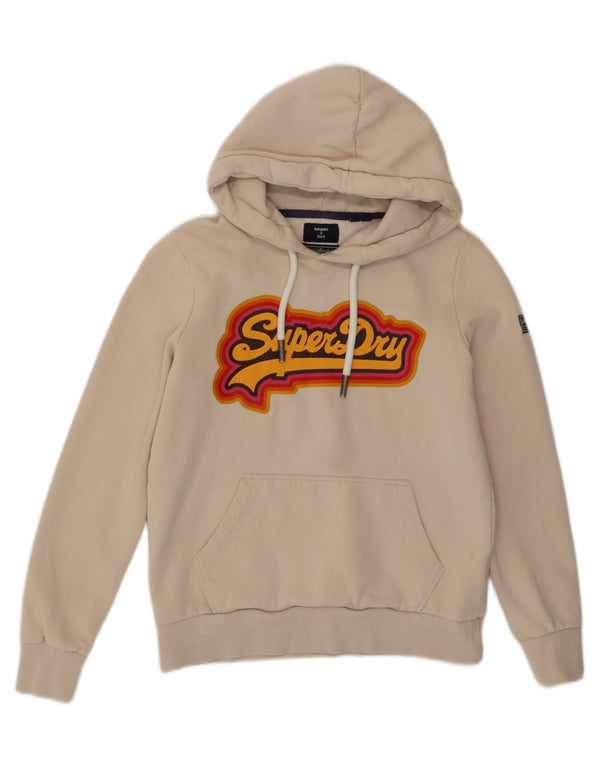 Damski sweter z kapturem Superdry Graphic UK 10 Small, beżowy, bawełniany