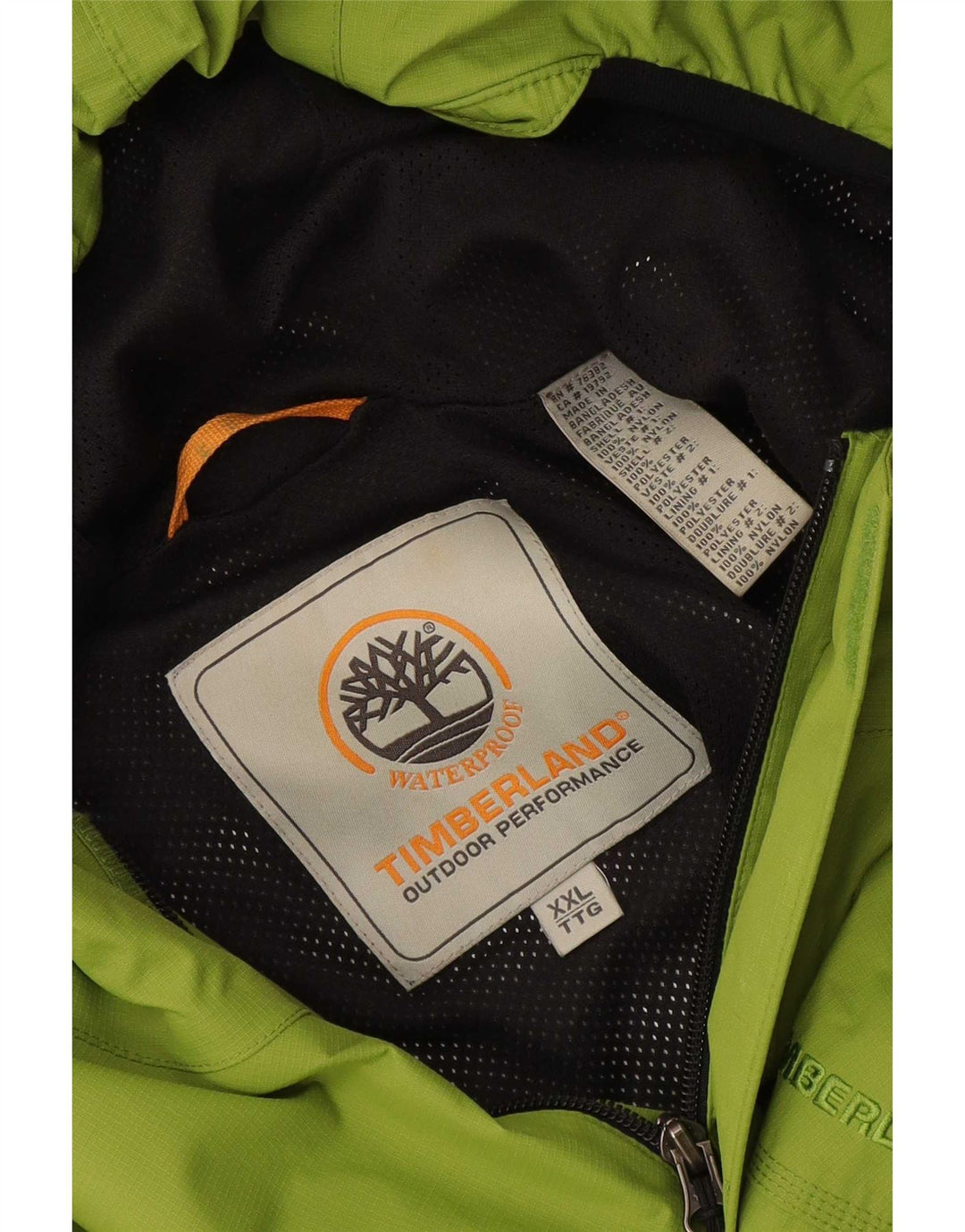 Męska kurtka przeciwdeszczowa z kapturem Timberland UK 44 2XL Zielony poliester