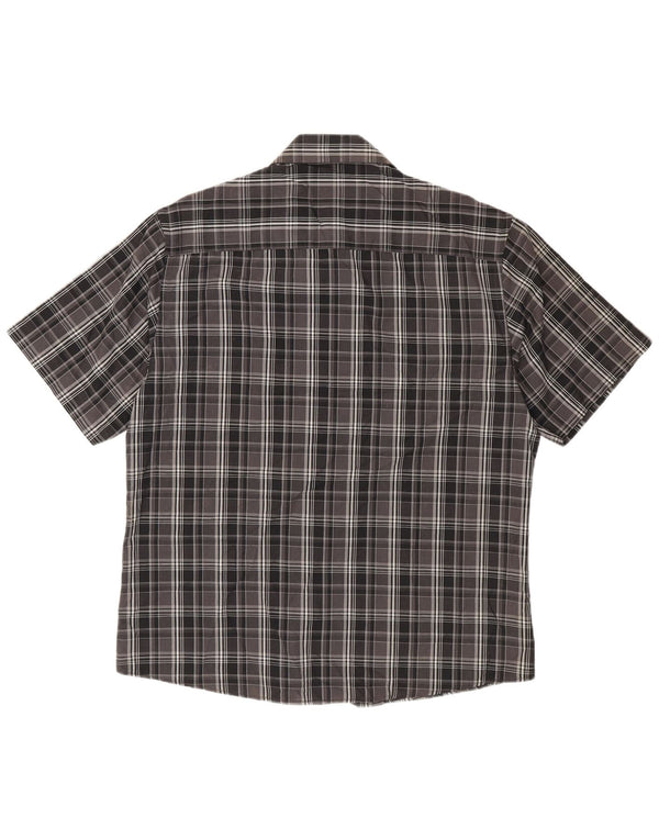 Męska koszula z krótkim rękawem Pierre Cardin XL w czarną kratkę, poliester