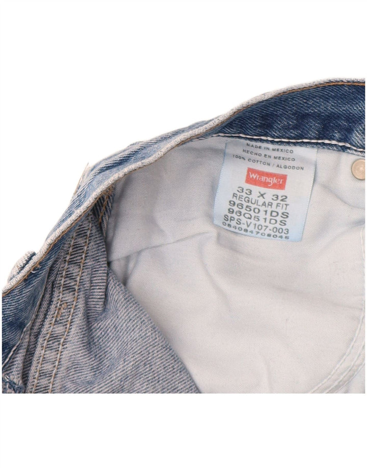 Męskie proste dżinsy WRANGLER W33 L32, niebieskie, bawełniane