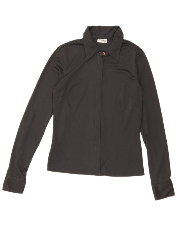 STEFANEL Damska Bluzka Koszulowa UK 10 Mała Czarna Poliester