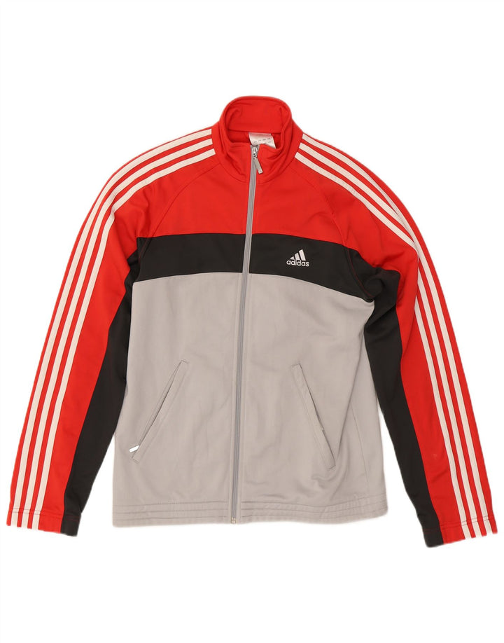 Adidas Męska kurtka dresowa UK 36/38 Mały czerwony poliester z blokami kolorów