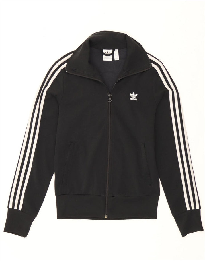 Damska kurtka dresowa Adidas UK 8, mała, czarna, poliestrowa