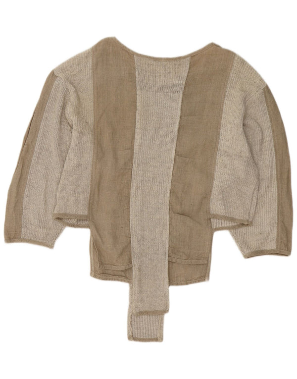 Sweter damski w stylu vintage z dekoltem w łódkę, UK 18 XL, szary, blok kolorów