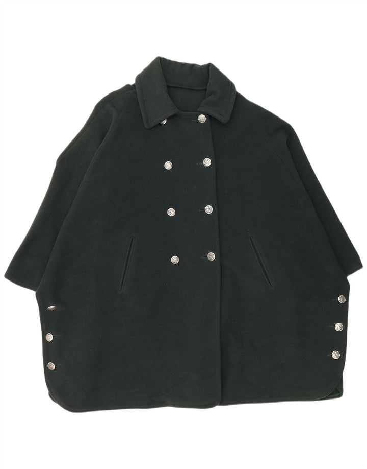 Vintage damski płaszcz poncho z podwójnymi piersiami, jeden rozmiar, zielony