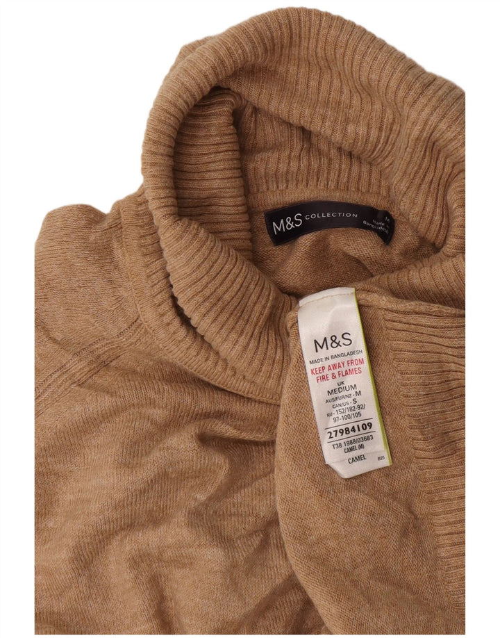 Marks & Spencer Damski sweter z golfem UK 14 Średni beż akrylowy