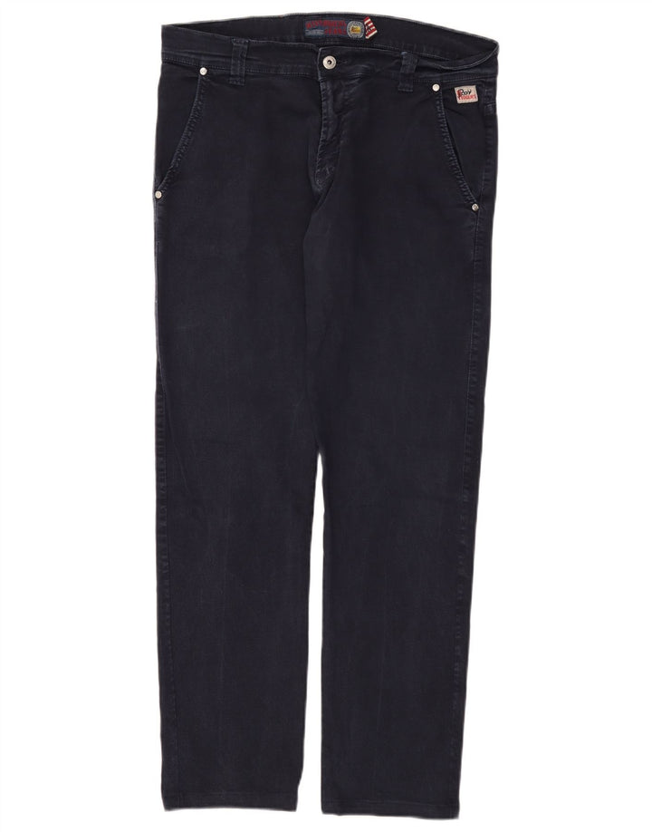 Męskie proste dżinsy Roy Rogers IT 48 Medium W34 L30 Granatowa bawełna