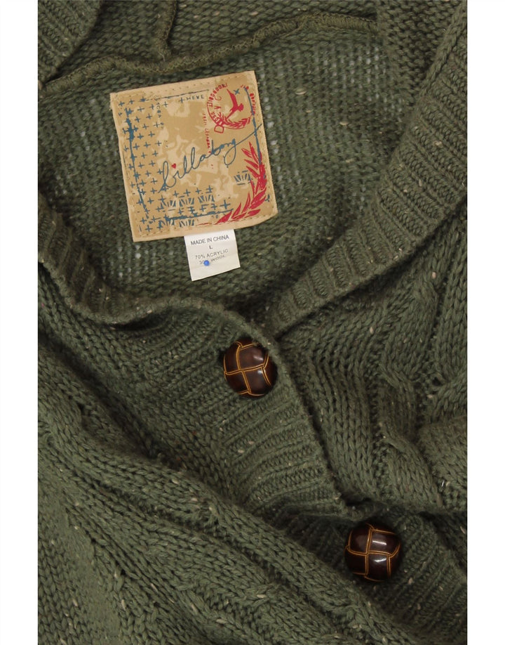 Damski sweter rozpinany BILLABONG o przedłużonym fasonie UK 14, duży, zielony, nakrapiany