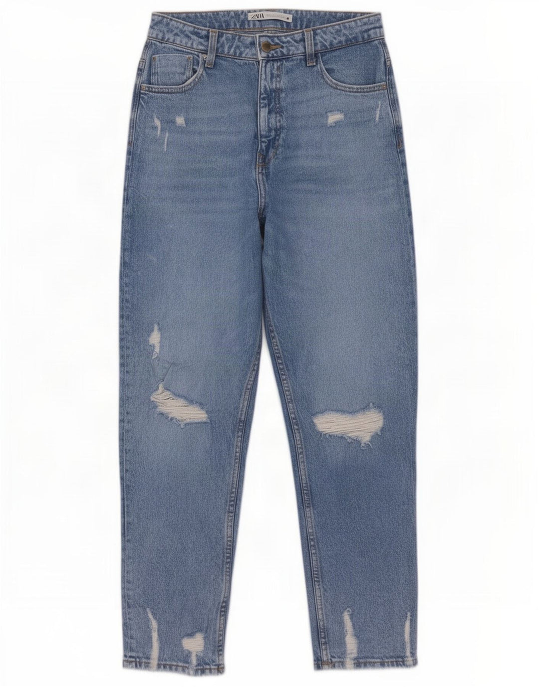 Damskie jeansy Zara w trudnej sytuacji, zwężane EU 40, średnie W30 L29, niebieskie