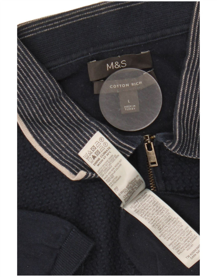 Męska koszulka polo Marks & Spencer, duża, granatowa, bawełniana