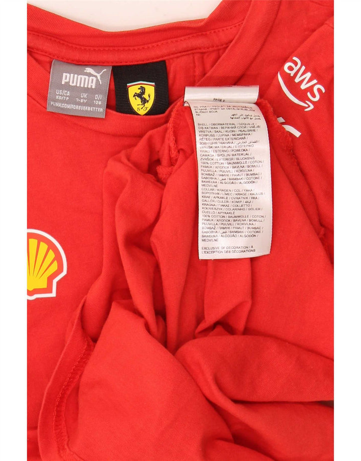 Chłopięca koszulka z grafiką Puma Ferrari z grafiką, 7-8 lat, czerwona