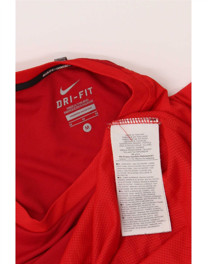 Męska koszulka Nike Dri Fit, poliestrowa koszulka w kolorze średniej czerwieni