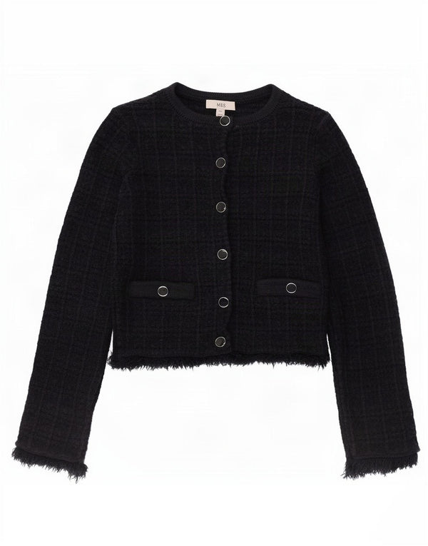 Marks & Spencer Damski sweter rozpinany UK 6 XS, bawełniany, granatowy w kratkę