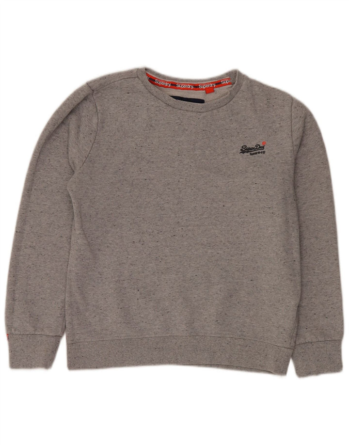 Damska bluza SUPERDRY UK 16, duża, szara, nakrapiana bawełna