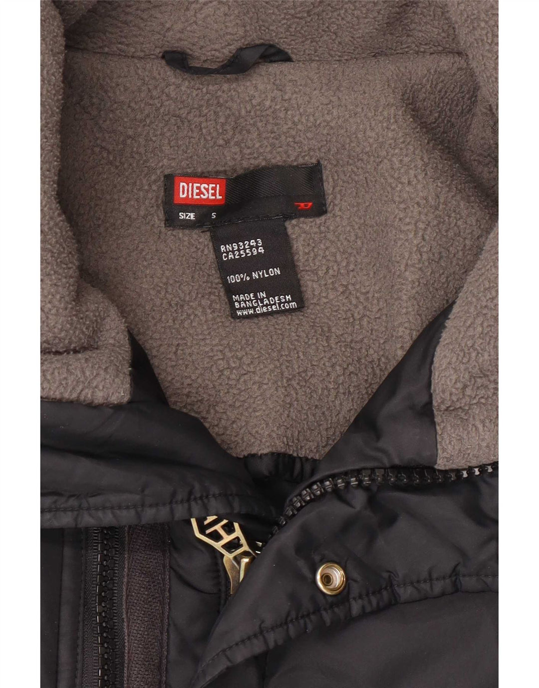 Męska ocieplana kurtka Diesel UK 36 Small Black Nylon