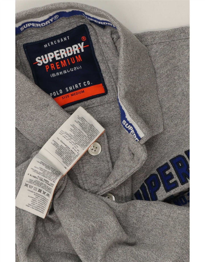 Męska koszulka polo Superdry z grafiką, średnioszara, bawełniana