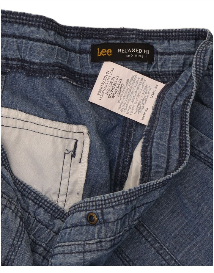 Damskie bermudy Lee o swobodnym kroju, ze średnim stanem, UK 16 2XL W38, niebieska bawełna