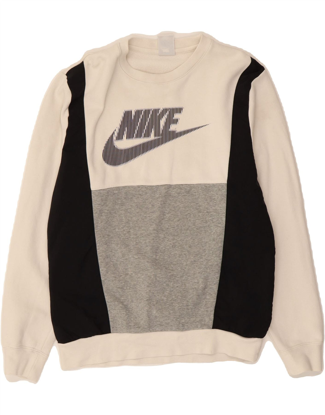 Męska bluza z grafiką NIKE, mała, biała, bawełniana w bloki kolorów