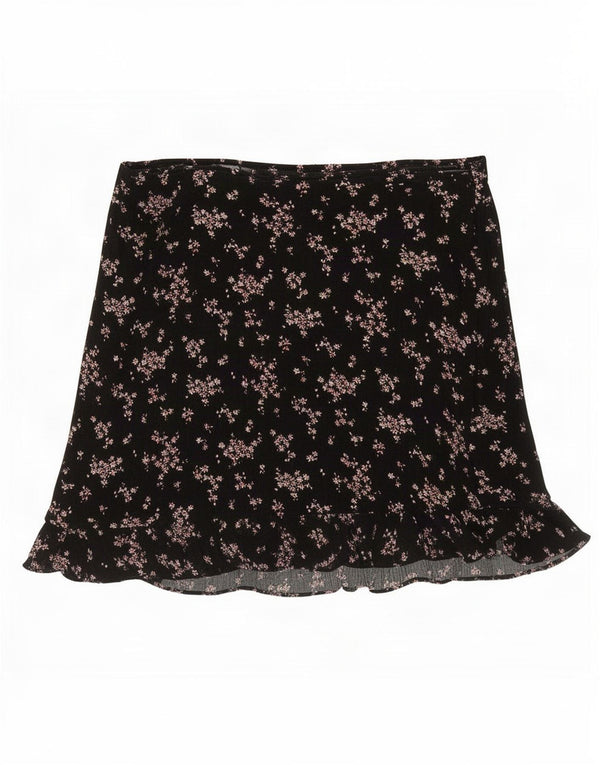 Abercrombie & Fitch Womens Mini Skirt Large W36 Black Floral Viscose