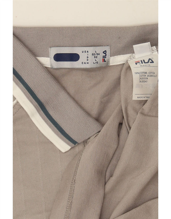 FILA Mens Polo Shirt Large Grey Striped Cotton Vintage Fila and Second-Hand Fila from Messina Hembry 