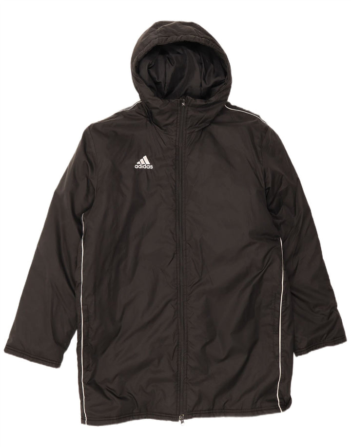 Adidas Męski ocieplany płaszcz z kapturem UK 38 Średni czarny nylon