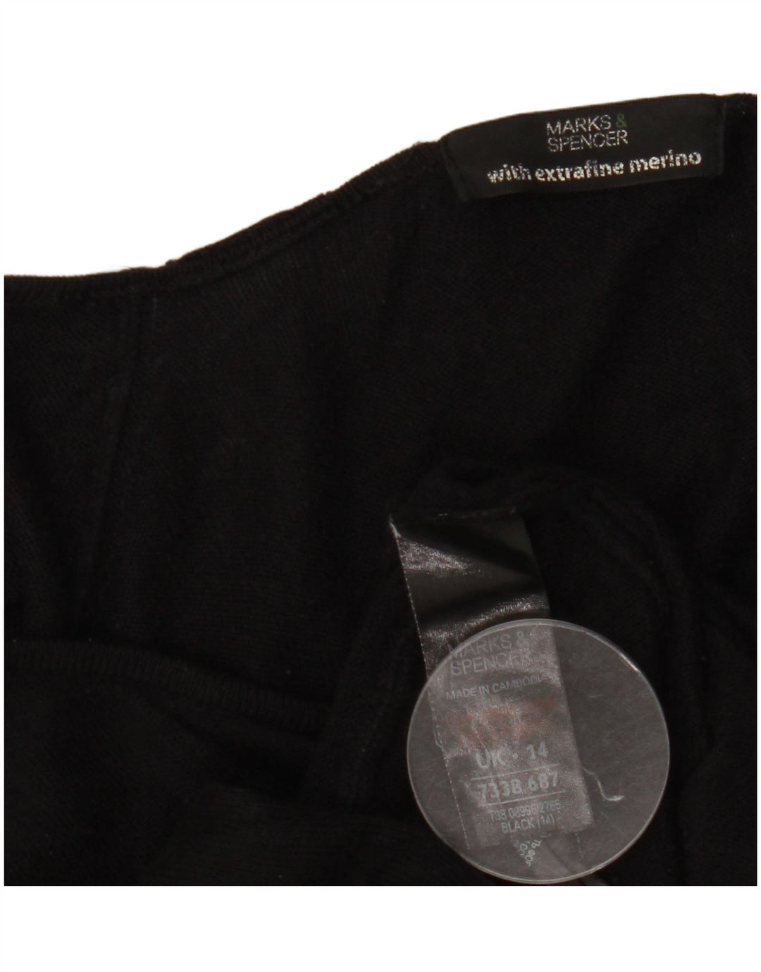 Marks & Spencer Damski sweter z asymetrycznym dekoltem w kształcie litery V, UK 14, duży, czarny