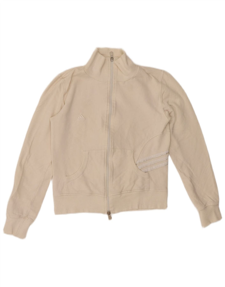 Damska kurtka dresowa ADIDAS Crop Top UK 10, mała, biała, bawełniana