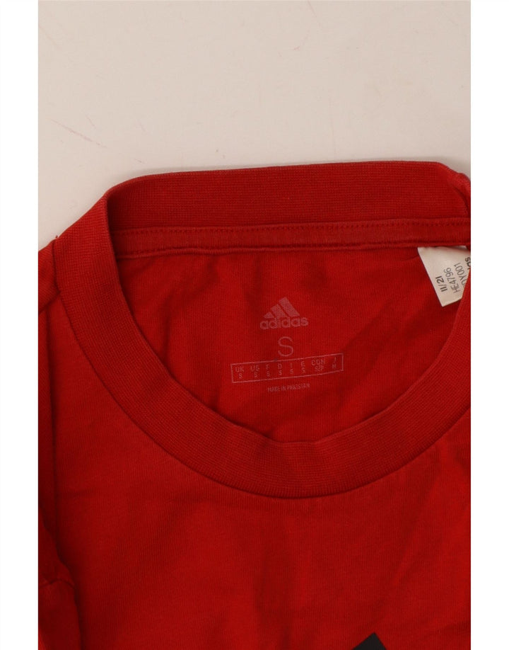 ADIDAS Mens Graphic T-Shirt Top Small Red Cotton Vintage Adidas and Second-Hand Adidas from Messina Hembry 