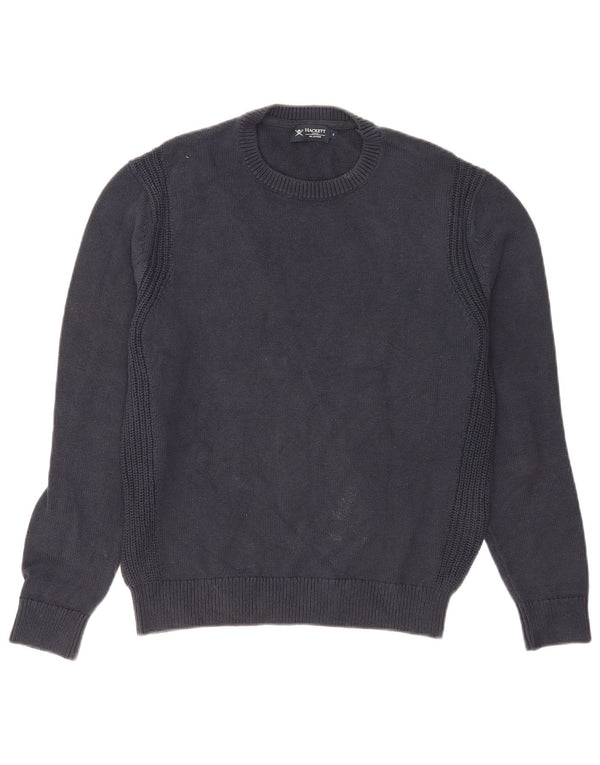 Hackett Męski sweter z okrągłym dekoltem, mały, granatowy, bawełniany