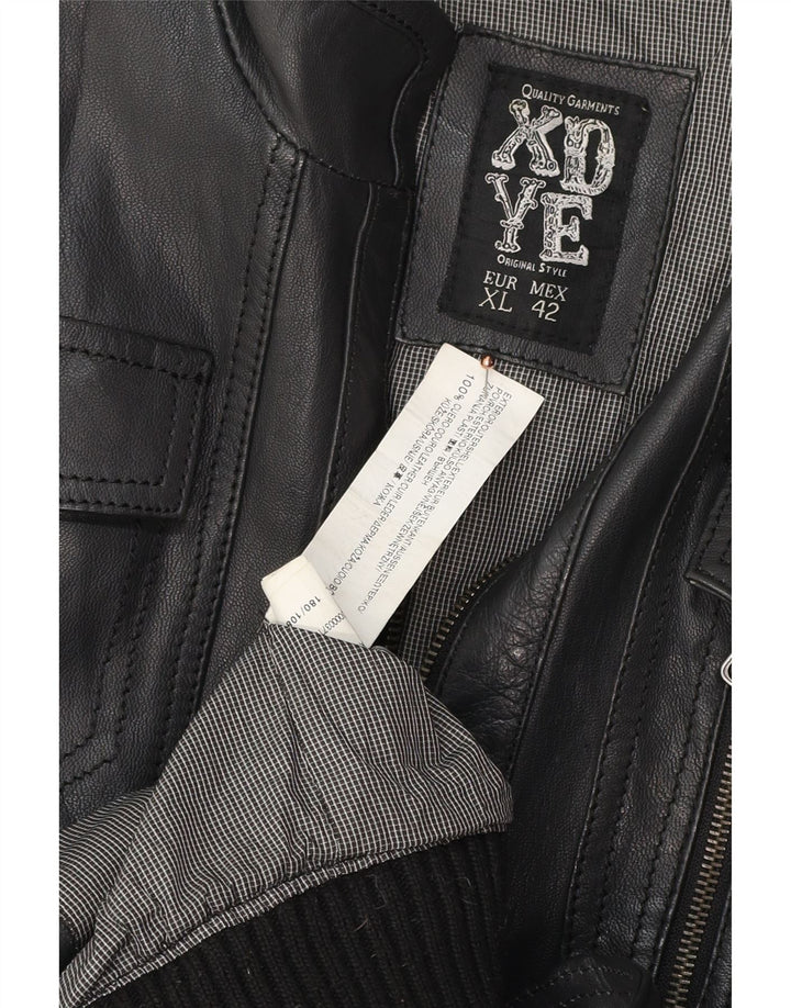 Męska kurtka skórzana bomber XDYE UK 42 XL, czarna skóra