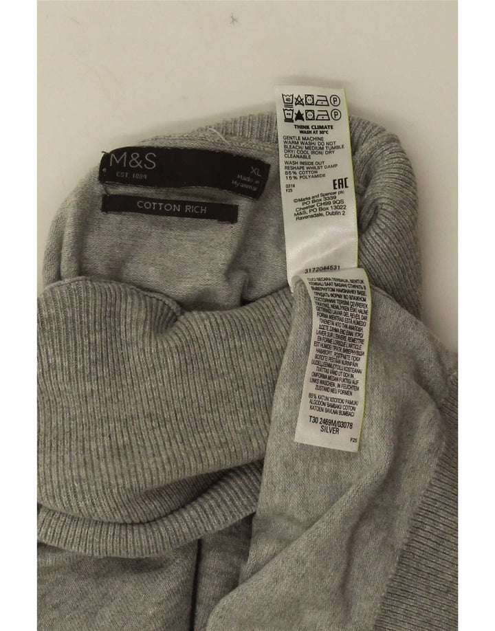 Marks & Spencer Męski sweter z golfem XL, szary, bawełniany