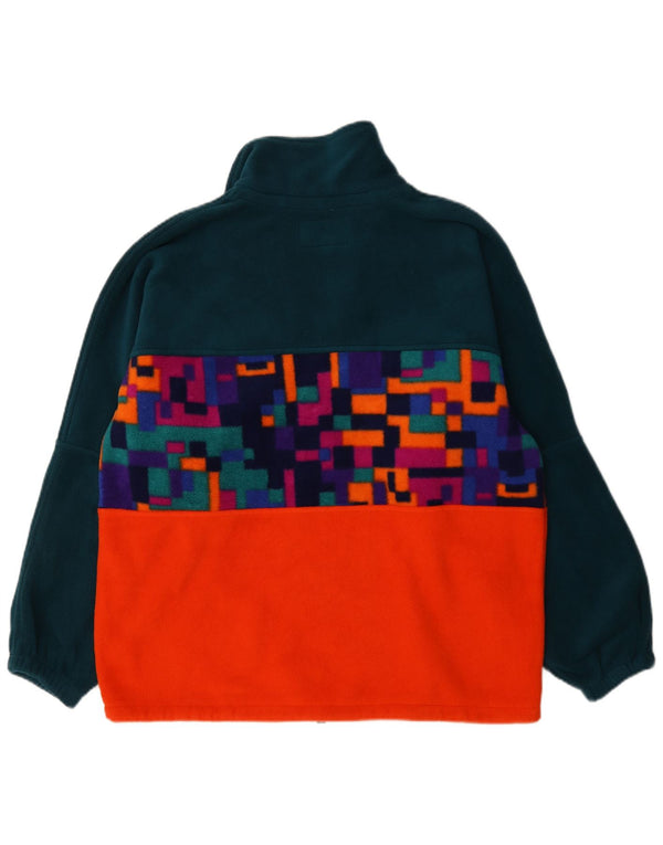 Męski sweter polarowy Polartec z zamkiem błyskawicznym, duży, zielony, geometryczny poliester