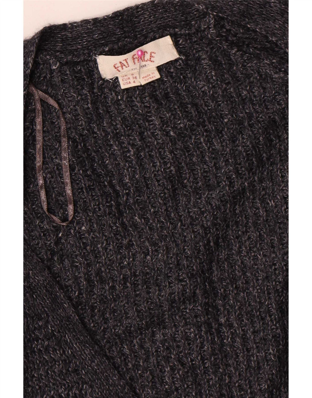Damski sweter oversize Fat Face o długim kroju, UK 8, mały, szary, akrylowy