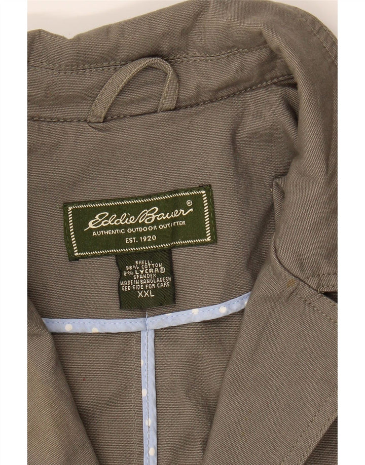 EDDIE BAUER Womens 3 Button Blazer Jacket UK 22 2XL Grey Cotton Vintage Eddie Bauer and Second-Hand Eddie Bauer from Messina Hembry 