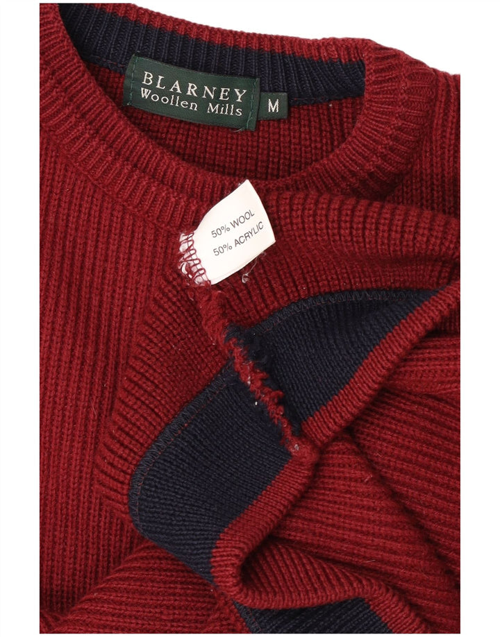 Męski sweter z wycięciem pod szyją Blarney, średnia bordowa wełna