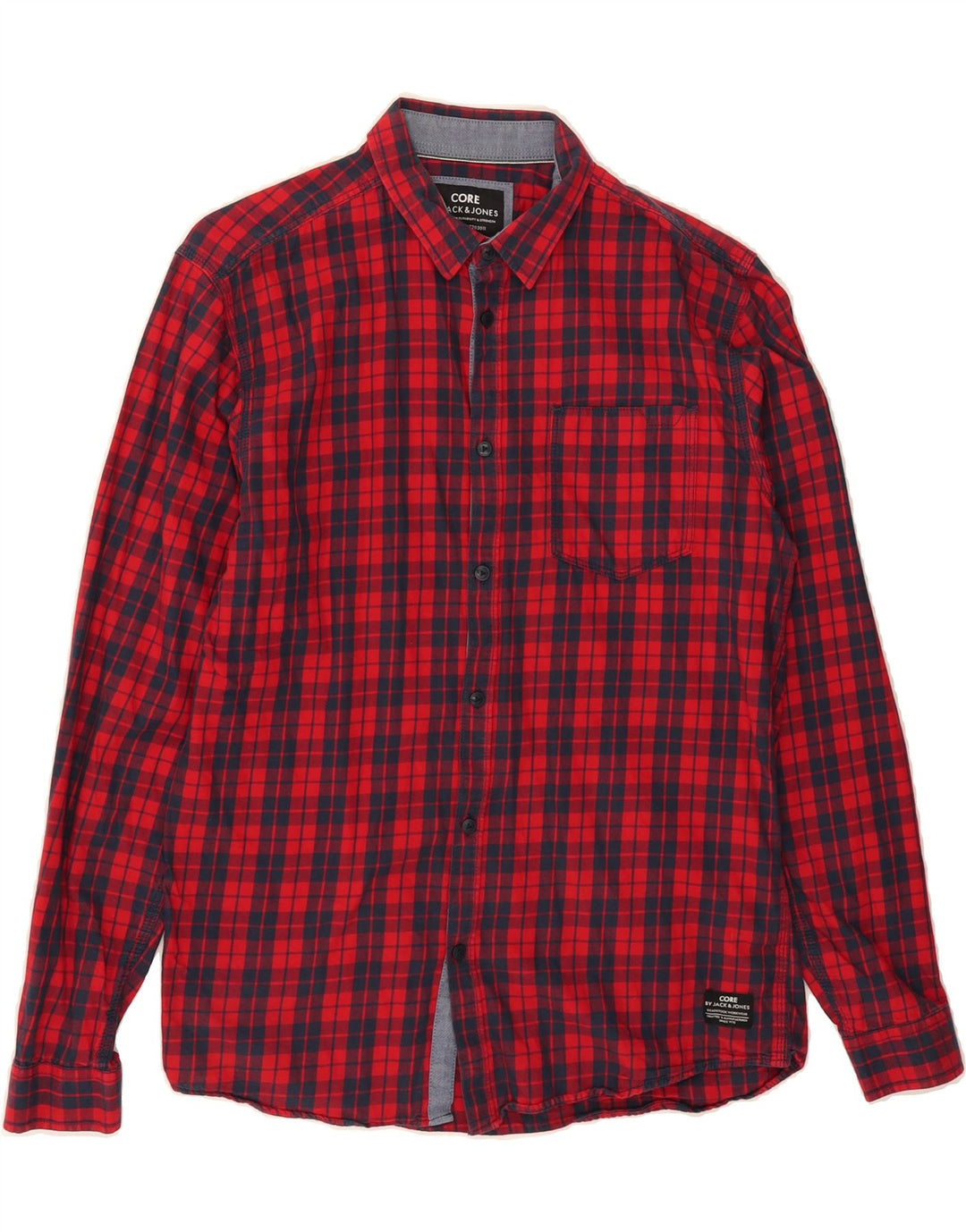 JACK & JONES Mens Flannel Shirt Large Red Check Cotton Vintage Jack & Jones and Second-Hand Jack & Jones from Messina Hembry 
