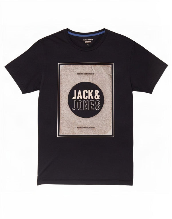 Jack & Jones Mens Regular Fit Graphic T-Shirt Top Large Navy Blue Cotton
