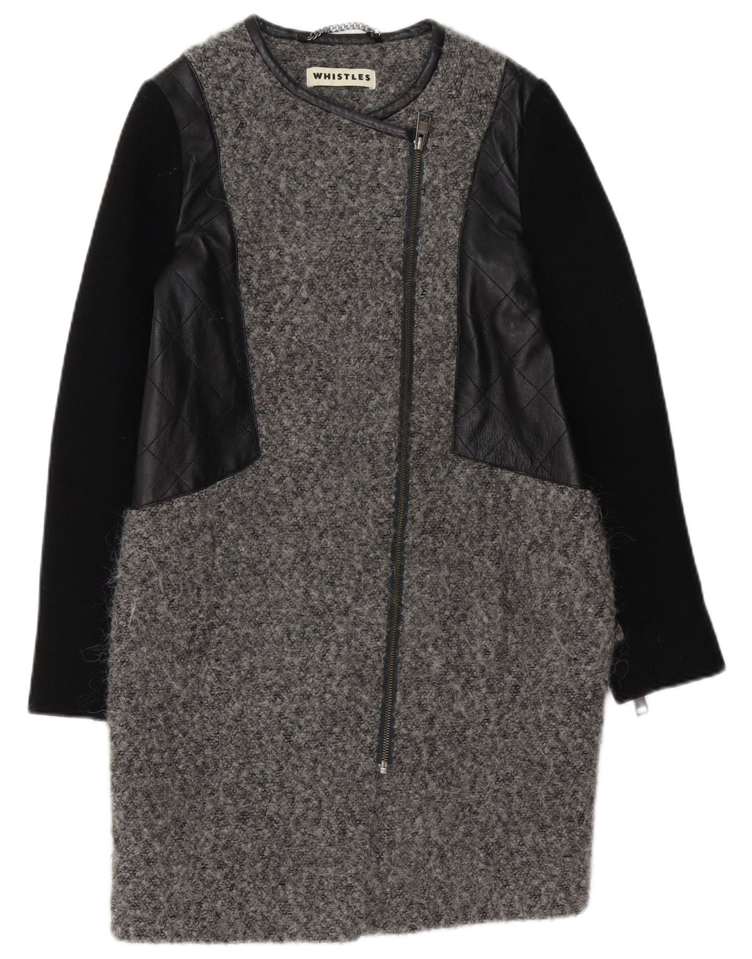 WHISTLE Womens Overcoat UK 6 XS Grey Colourblock Wool