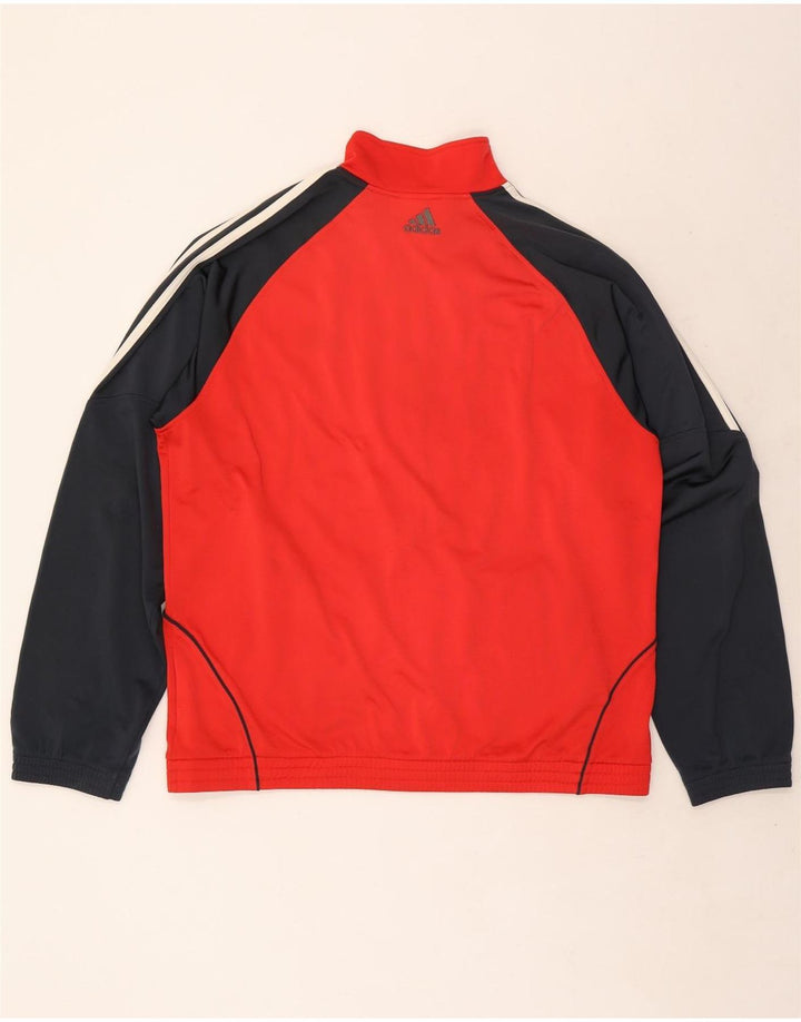 Adidas Męska bluza dresowa UK 42/44 Duży czerwony poliester z blokami kolorów