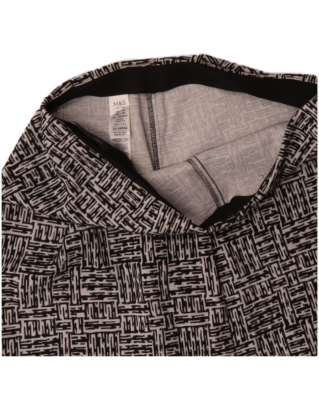 Marks & Spencer Damska spódnica w kształcie litery A UK 16 duża W34 czarna geometryczna