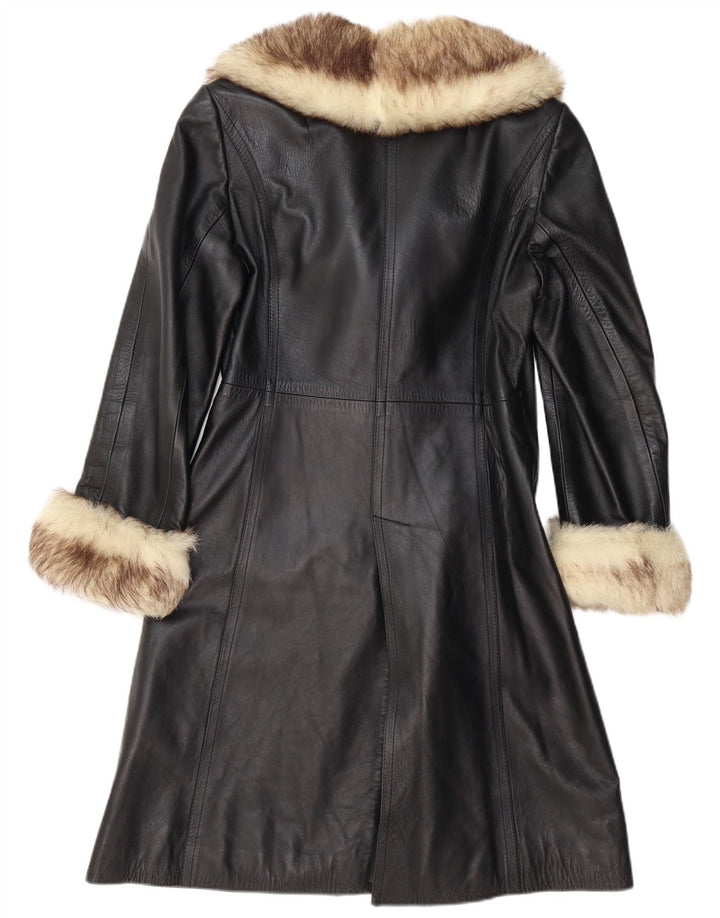 Damski płaszcz skórzany VINTAGE UK 12 średni czarny