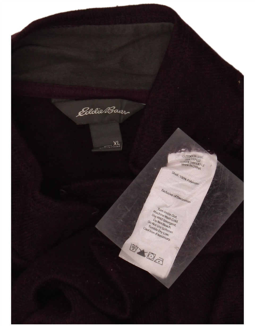EDDIE BAUER Męski sweter z zamkiem błyskawicznym XL, fioletowy, nakrapiany poliester